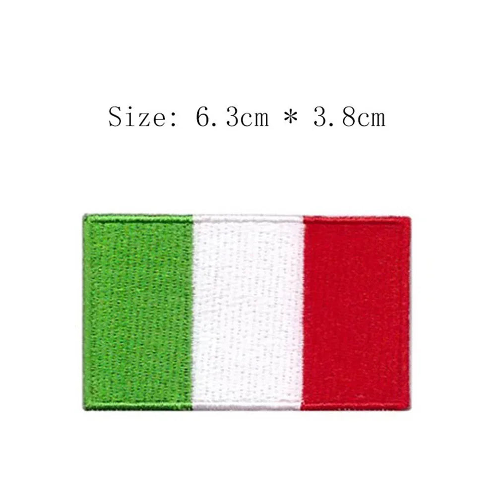 6.3cm Wide Italy Country Flag Embroidery Patch Full Stitches Iron On Sew On Backing/Hand Craft/Applique