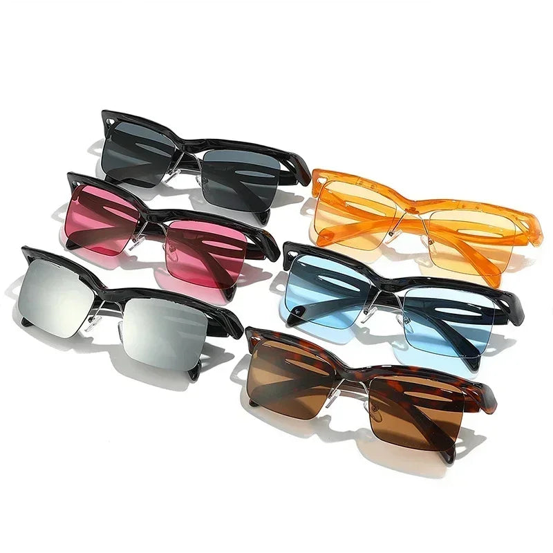JNPCXI Retro Unique Rimless Square Sunglasses Fashion Ocean Lens Shades Brand Designer Men Punk Mirror Sun Glasses