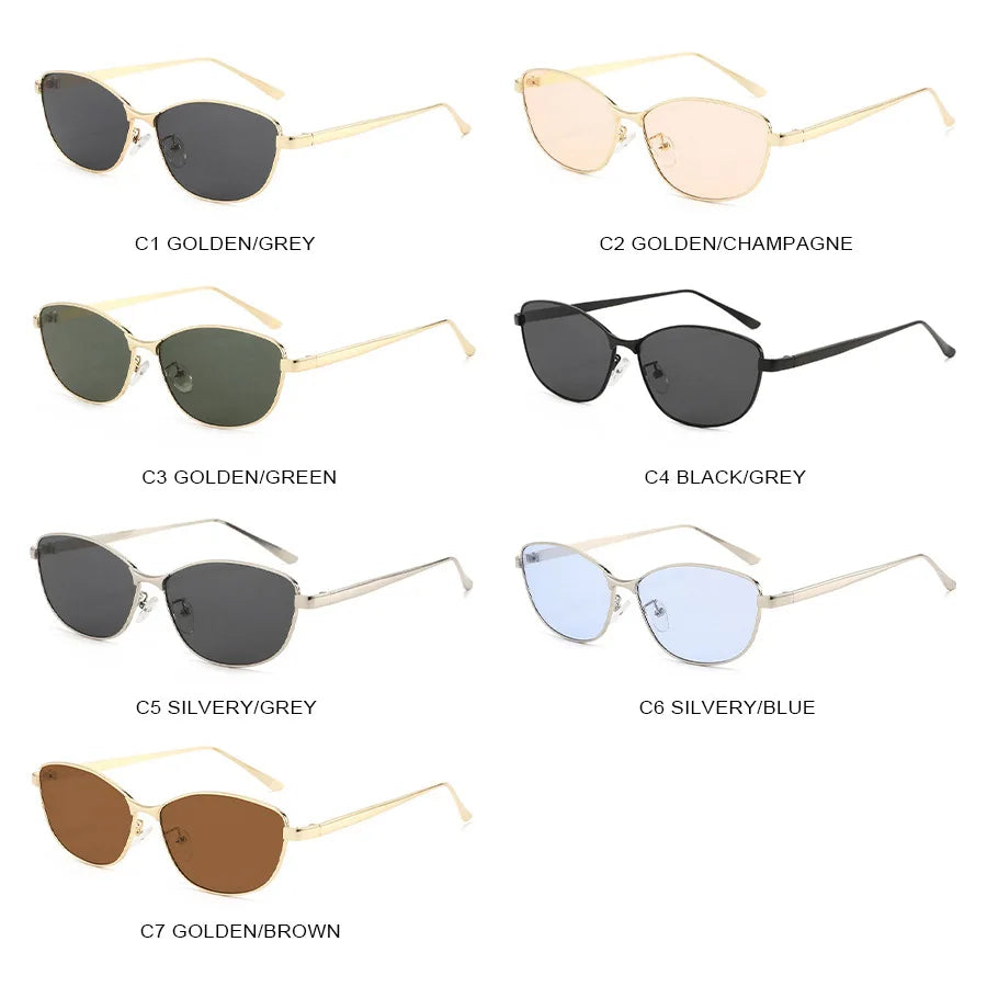 JNPCXI New Fashion Cat Eye Women Sunglasses Retro Trending Metal Blue Gradient Men Shades UV400 Sun Glasses