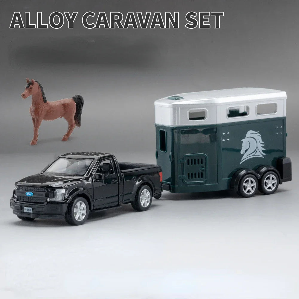 1/36 Car Toys Model  Land Rover Defender Range Rover F150 Alloy Diecast Mounted RV Doors Opened Rubber Tires Vehicles Kids Gifts