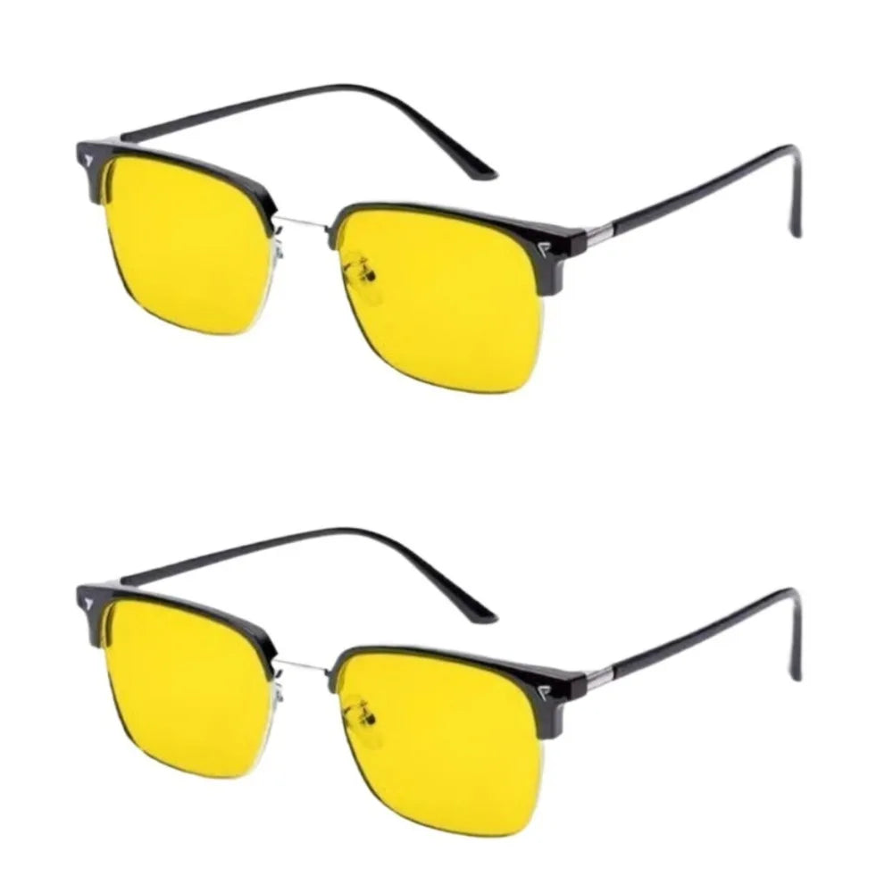 2PCS Unisex Yellow Lenses Night-Vision Glasses Driving Glasses  Ultra Light Sunglasses