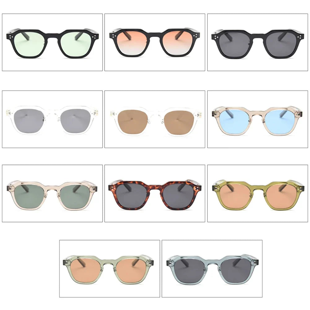 JNPCXI Retro Sun Glasses for Women TR90 Frame Polygon Polarized Sunglasses Uv400 Male Green Brown Lens