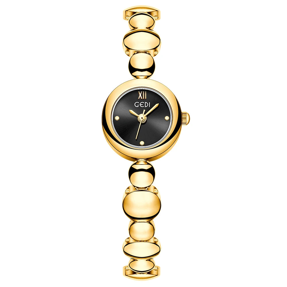 GEDI Gold Watch for Women Fashion Luxury Quartz Vintage Woman Watches Elegant Casual Waterproof Dress Watch Gifts