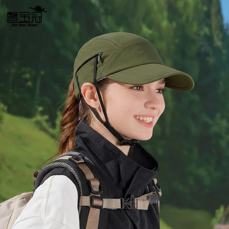 9274-New summer women's outdoor cycling sun hat, women's lightweight breathable baseball cap, windproof drawstring surfing hat