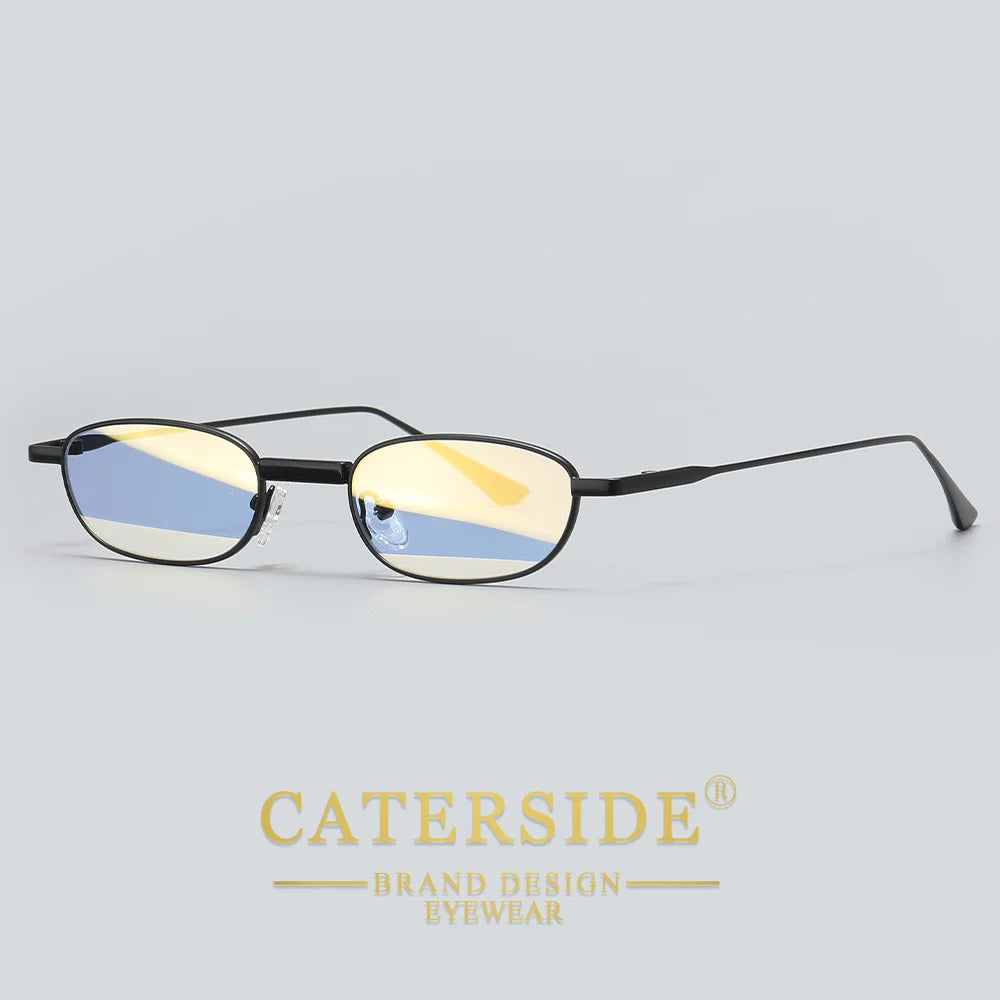 CATERSIDE Men's Hip Hop Sunglasses Premium Metal Small Frame Women's Travel Business Party Holiday Gift Decorative Glasses UV400