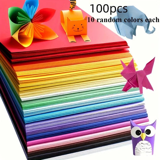 100pcs Vibrant Square Origami Paper - Colorful Handcrafted Sheets for Artistic Creations, for Origami, Art Crafts, Scrapbooking