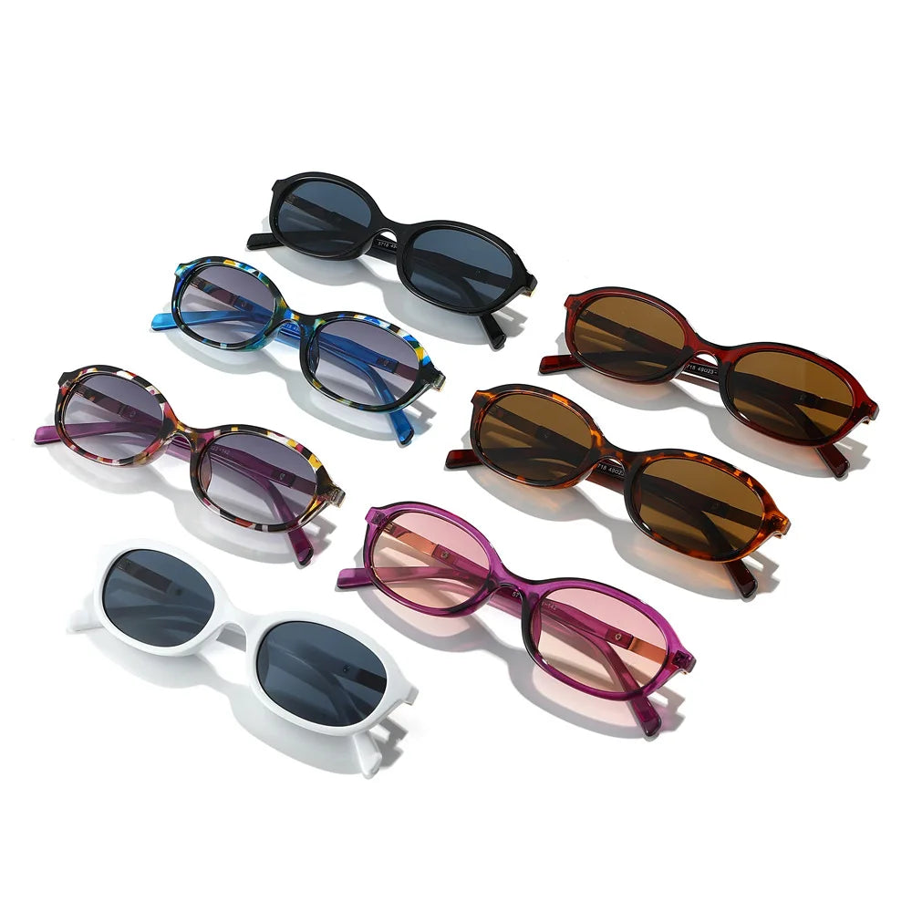 JNPCXI New Oval Sunglasses Women Punk Gradient Shades UV400 Men Trending Leopard Tea Sun Glasses