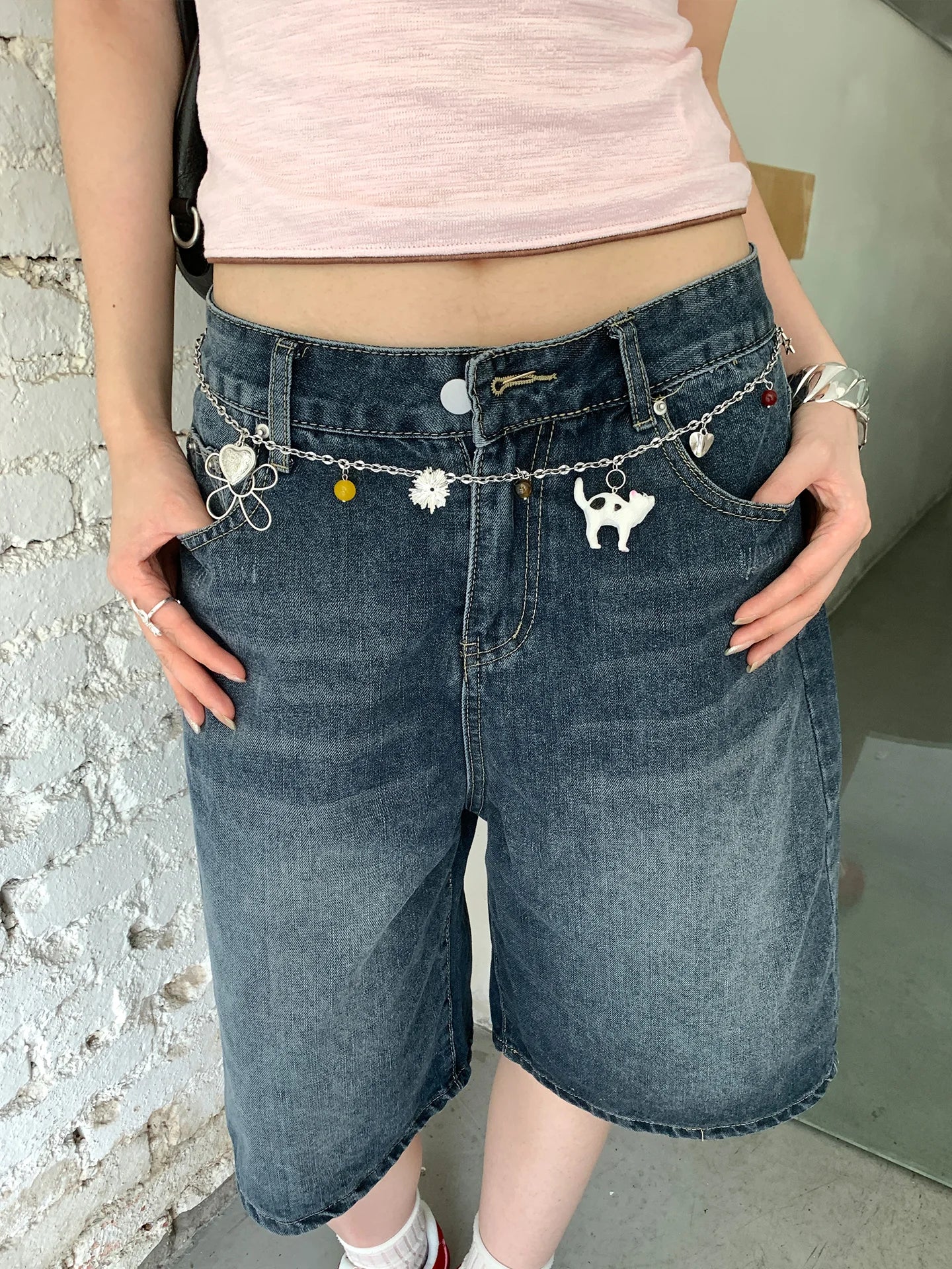 Original Design Small Cat Floral Waist Chain For Women Korean Style High-End Skirt Jeans Chain Decoration Versatile Belt