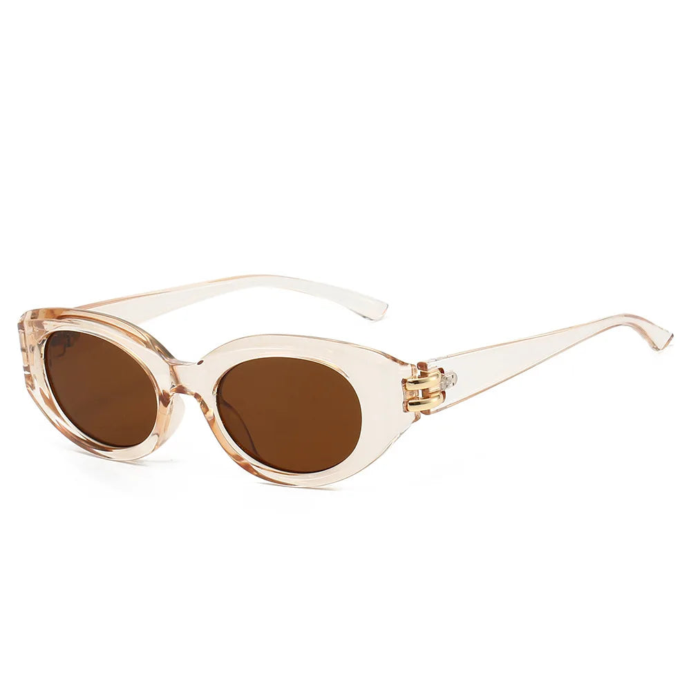 JNPCXI New Fashion Cat Eye Women Sunglasses Shades UV400 Retro Small Oval Black Men Outdoor Sun Glasses
