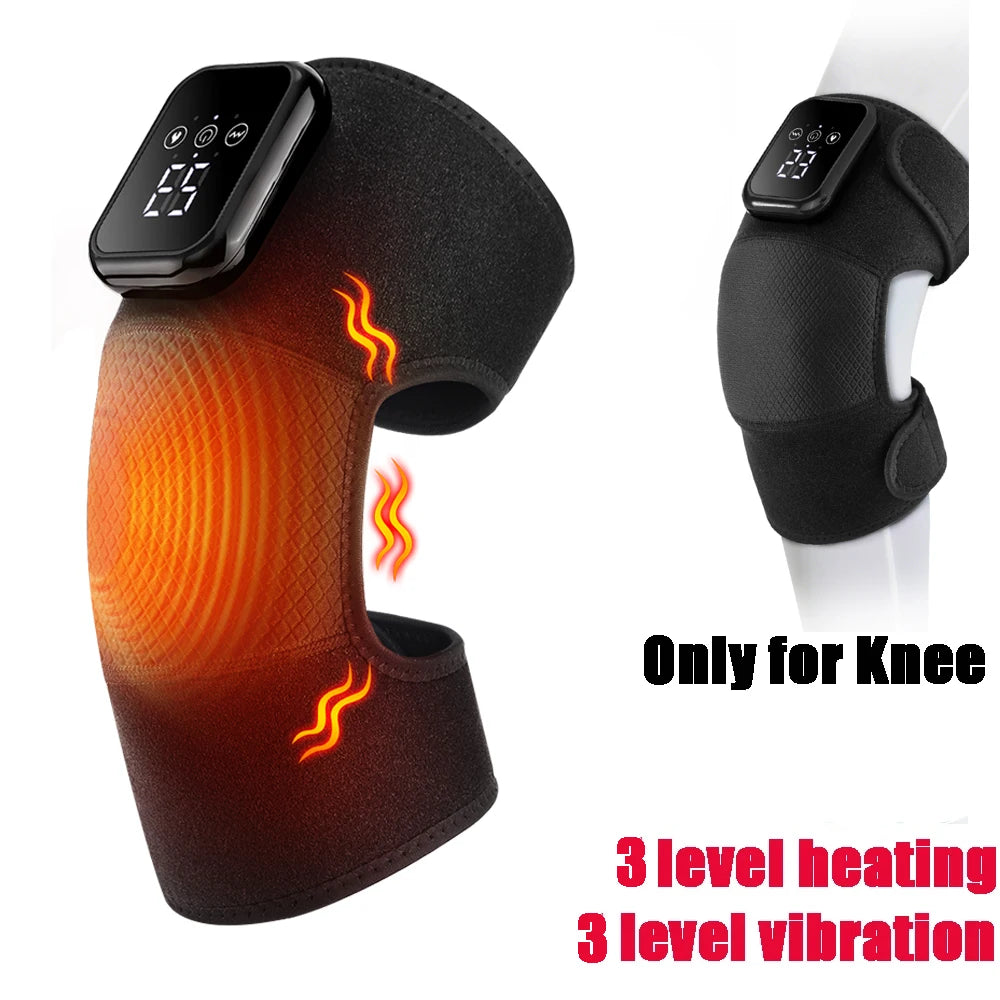 Eletric Heating Knee Massage Instrument Cordless Hot Compress Vibrator Knee Pad Joint for Elbow Leg Brace Care Muscle Relaxation