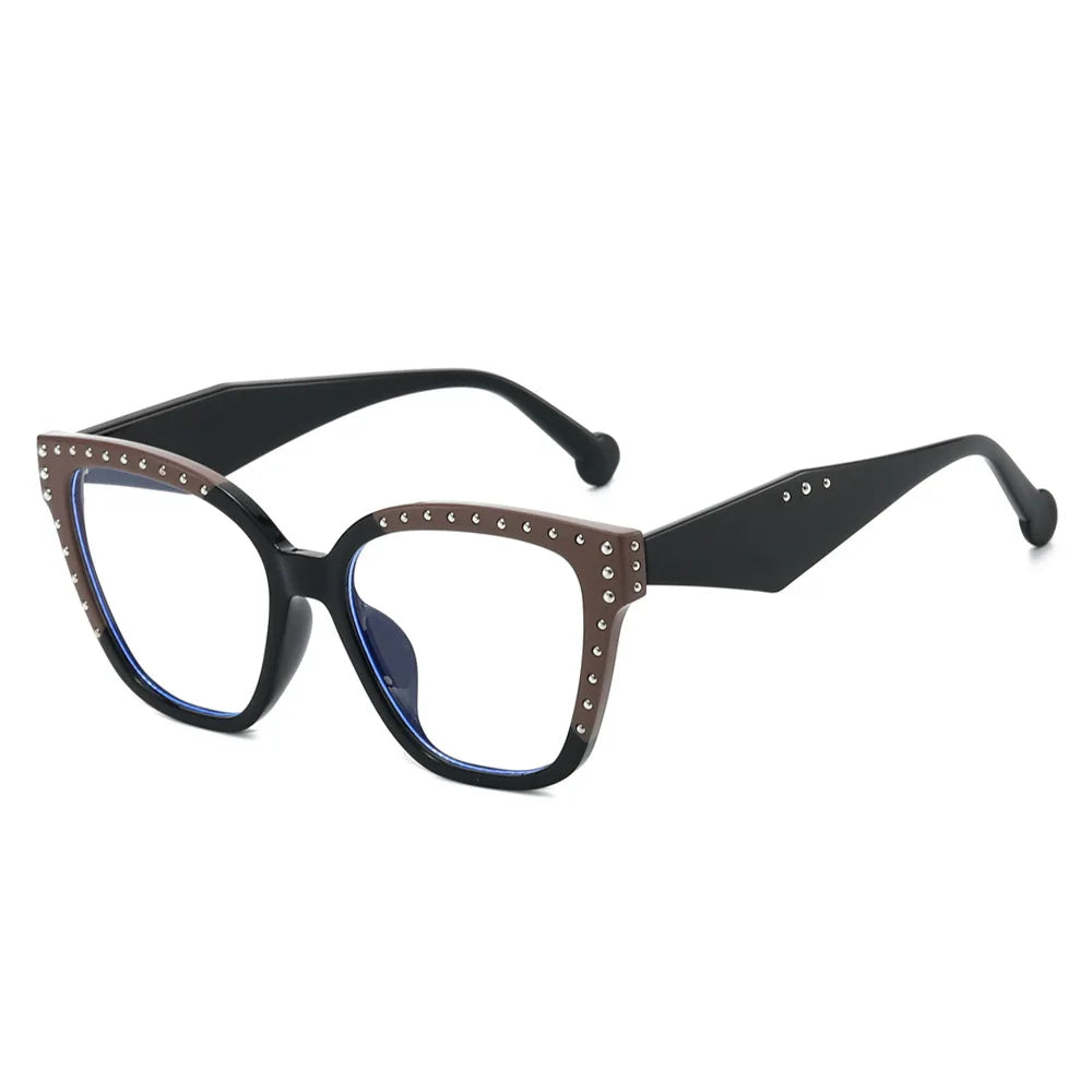 JNPCXI New Square Women Sunglasses Shades UV400 Fashion Clear Lens Frame Retro Rivet Men Leopard Green Sun Glasses
