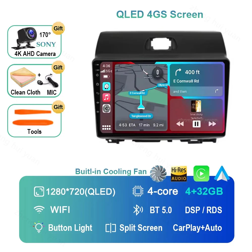 For Kia Ray 2011-2017 2K 12+256 QLED Android 15 CarPlay Car Radio Multimedia Video Player GPS stereo Head Unit 4G WIFI DSP RDS