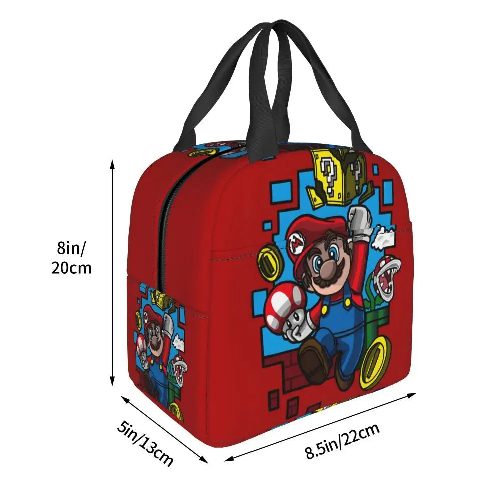 Custom Mario SuperBros Insulated Lunch Bag Reusable Thermal Cooler Lunch Box M15