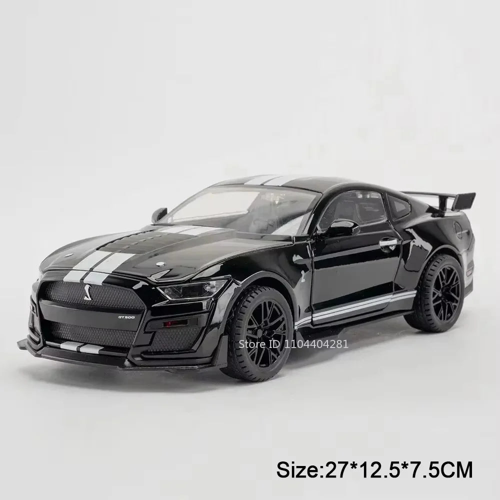 Large Size 1/18 Mustang Shelby GT500 Alloy Diecasts Sports Car Models 4 Doors Can Be Opened Metal Vehicles for Kids Toys Gifts