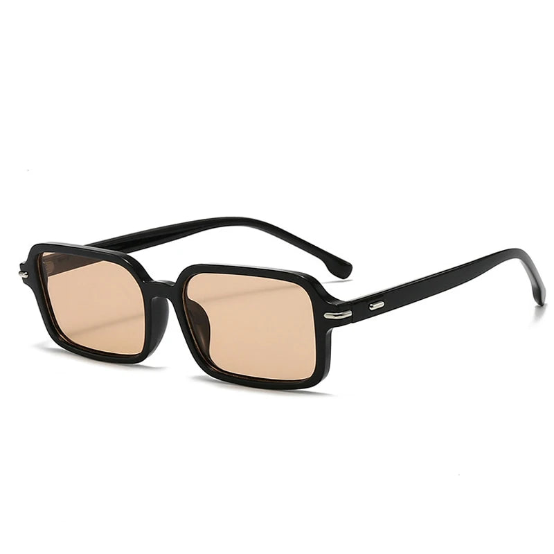 JNPCXI Retro Rectangle Sunglasses Women Fashion Rivets Eyewear Men Trending Punk Leopard Blue Sun Glasses Shades UV400