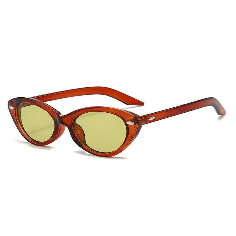 JNPCXI New Cat Eye Rivets Women Sunglasses Fashion Candy Color Shades UV400 Retro Men Trending Leopard Green Sun Glasses