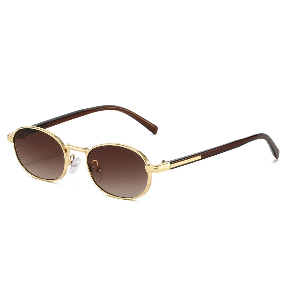 JNPCXI Retro Small Oval Metal Sunglasses Women Shades UV400 Fashion Silver Gradient Men Punk Sun Glasses