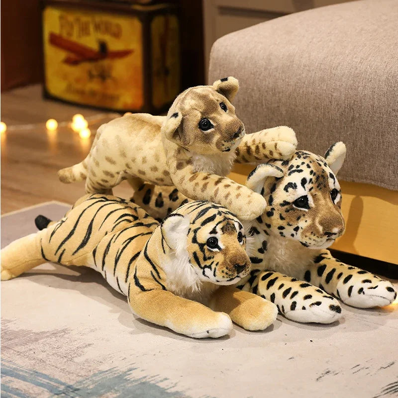 Lifelike Soft Stuffed Animals Lying Tiger Plush Toys Simulation Catamount Little Lion Leopard Doll Cute Gifts