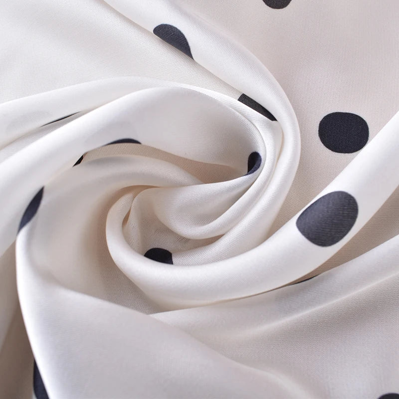 1pc Geometric Spiral Polka Dot Print Satin Square Scarf Women's Spring Fashion Hair Accessory Can Be Used as Belt Bag Decor Silk