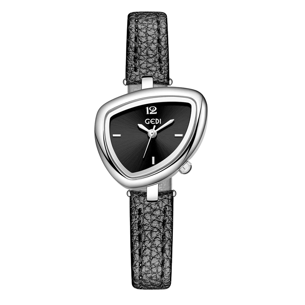 GEDI Quartz Ladies Watches Luxury Niche Small Vintage Watch Woman Leather Strap Wristwatches Fashion Casual Simple Watches Gifts