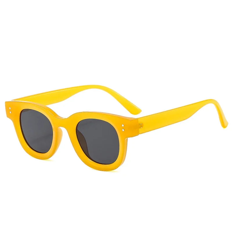 JNPCXI New Retro Square Sunglasses Women Fashion Leopard Blue Shades UV400 Men Trending Punk Rivets Sun Glasses