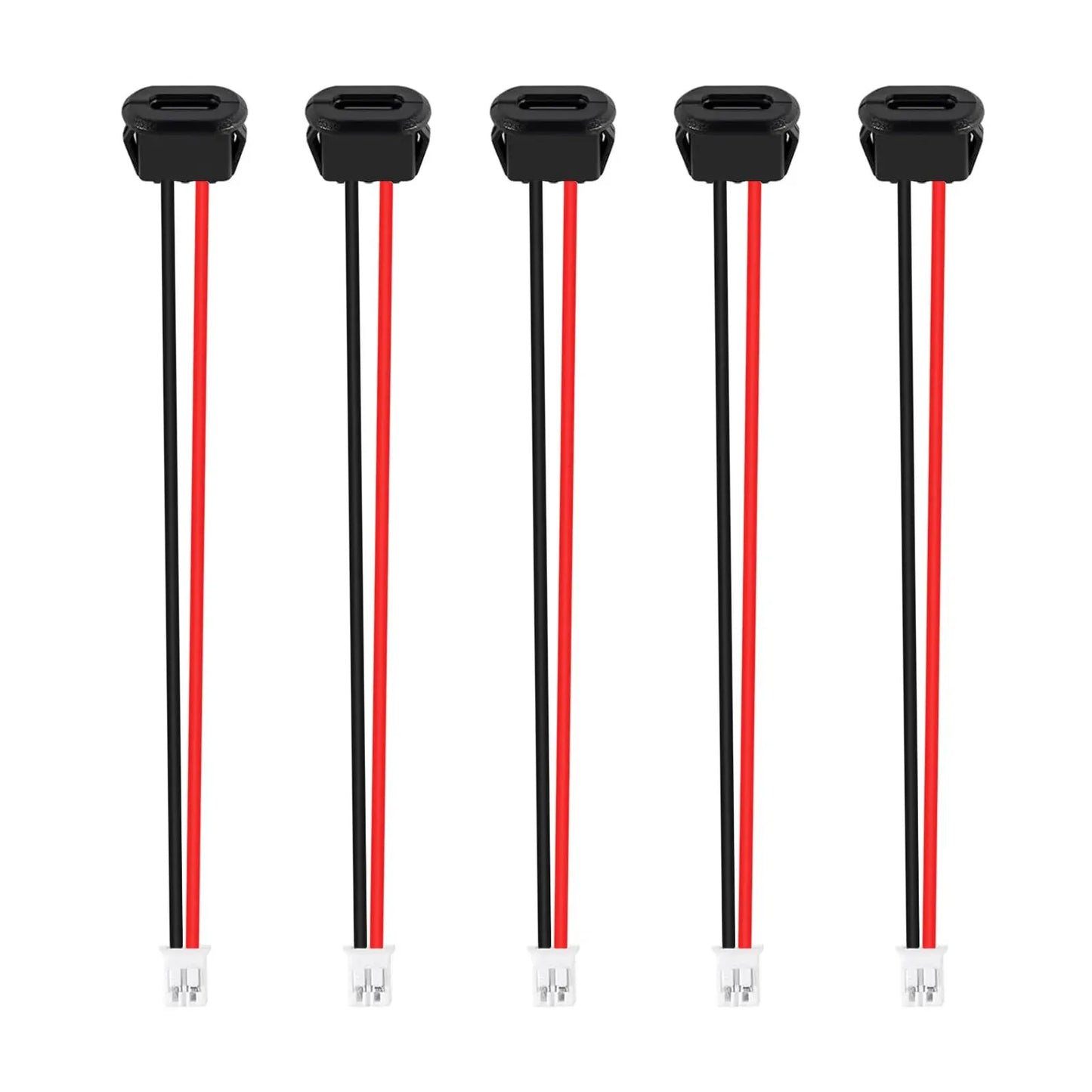 5pcs Type-C Female Chassis Waterproof 2P Wire Type USB C Pigtail Cable Extension Power Cable USB-C Plug to 2 Pin Bare Wire Open