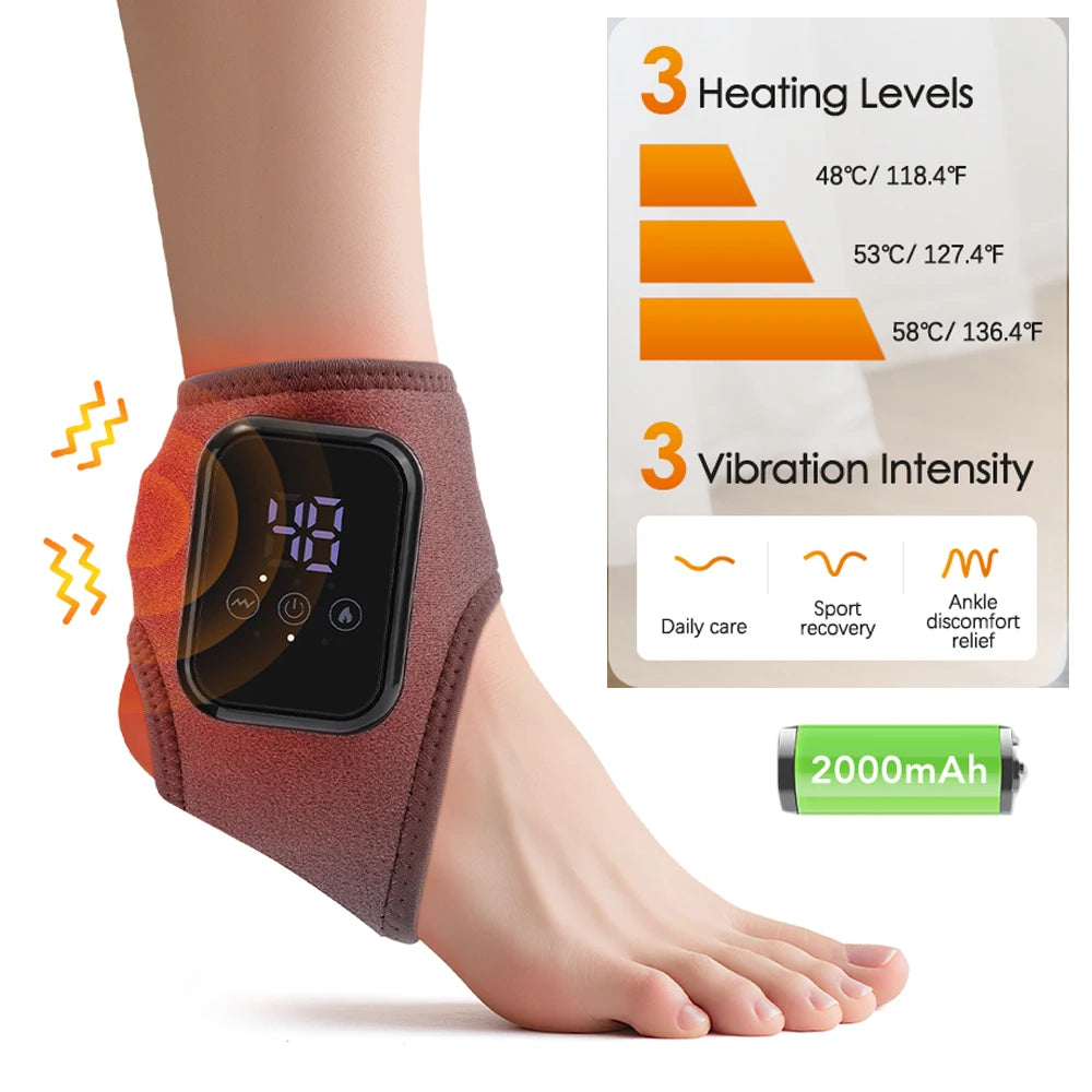 3/5 Level Heating Ankle Guard Vibration Massage Hot Compress Foot Brace Ankle Wrap Feet Protector Rechargeable Thermal Foot Band