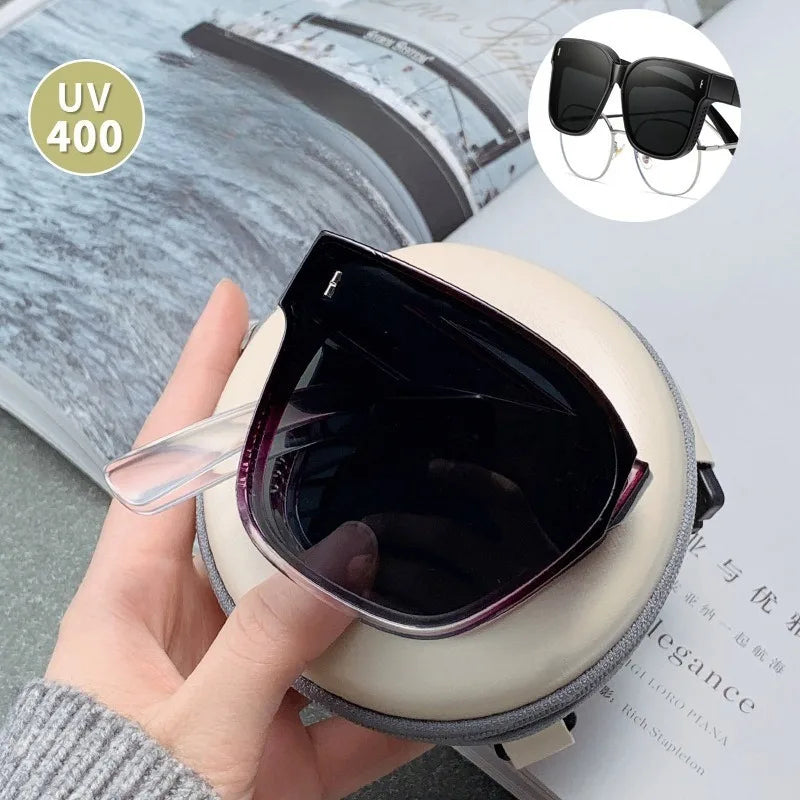 Sunglasses Foldable Myopia Glasses Cover TAC  Sunglasses Folding Fit Over Glasses for Outdoor Travel Driving