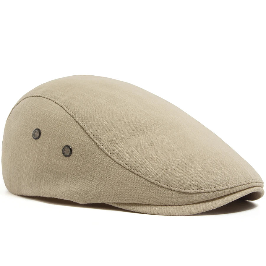 Men Linen Flat Cap Summer Breathable Newsboy Ivy Gatsby Beret Hat Wmoen Casual Vintage Driving Cabbie Hat With Ventilation Holes