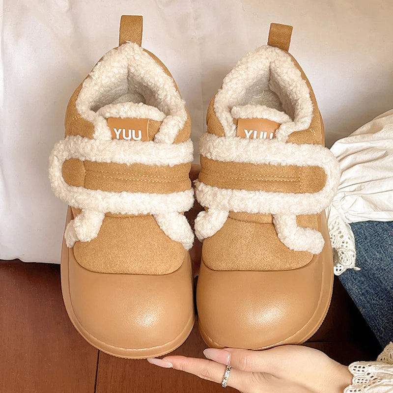 Cute Big Toe Platform Snow Boots Women Thick Bottom Non Slip Cotton Padded Shoes Woman Comfort Thicken Plush Warm Winter Shoes