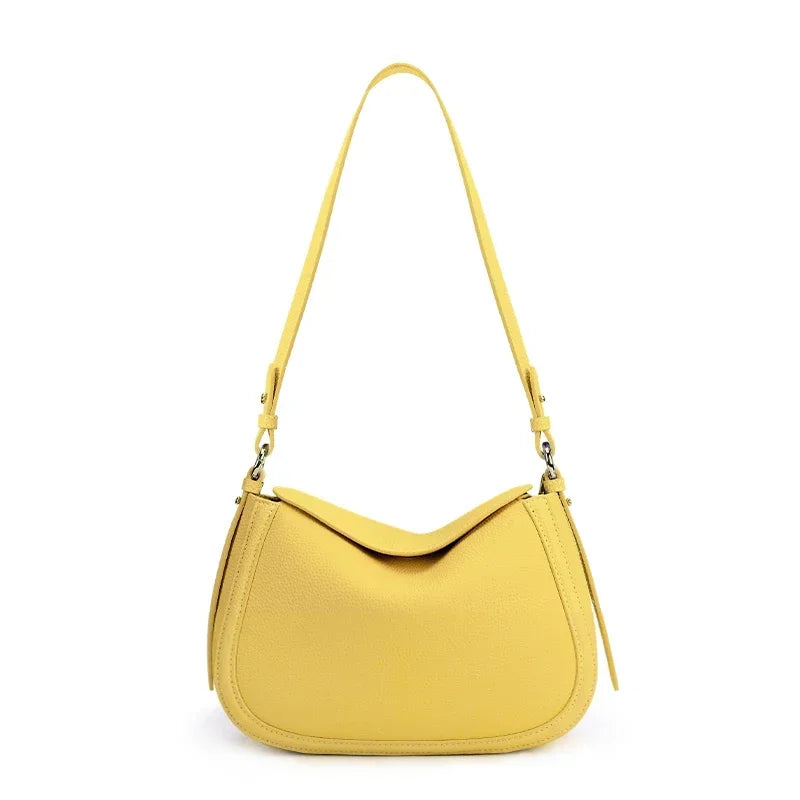 Genuine Cowhide Leather Flap Hobo Shoulder Bag for Women Pebbled Leather Casual Crossbody Bag Luxury Designer Underarm Bags