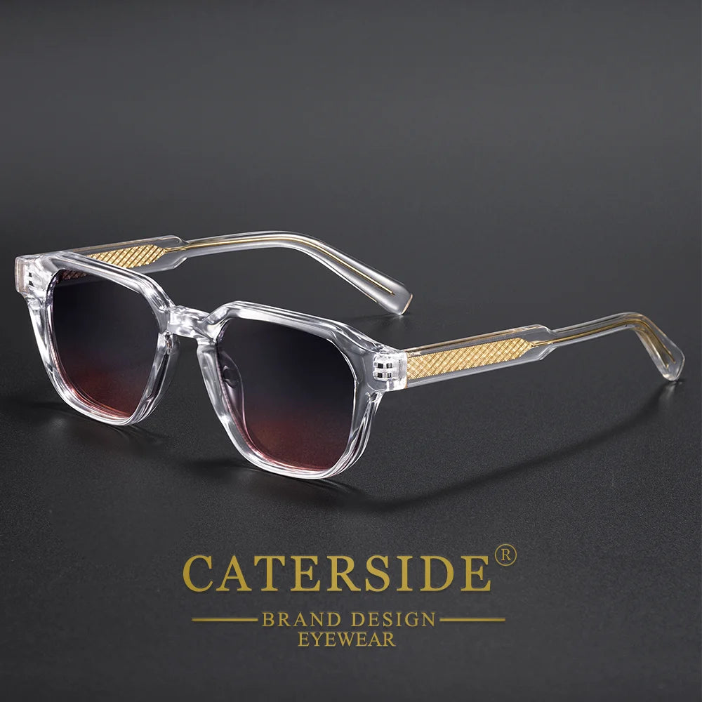 CATERSIDE Men Women Fashion Square Frame Sunglasses Daily Wear UV400 Protection Eyewear PC Frame Propionate Pin Legs Sun Glasses
