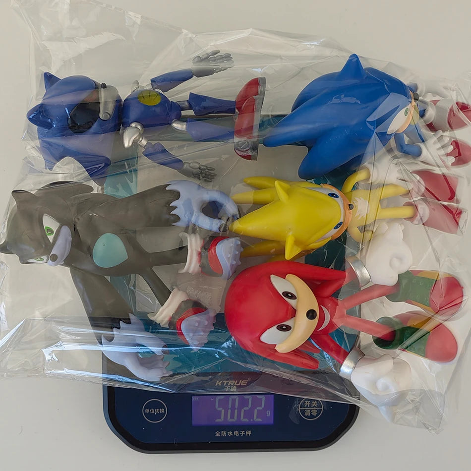 5pcs Set Cute Sonic PVC Character Toy Hedgehog Shadow Tail Figure 14cm Model