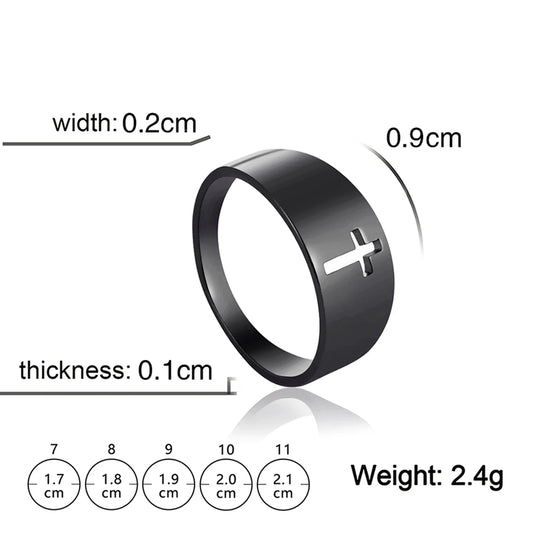 Gothic Cross Couple Ring Black Stainless Steel Silver Color Jesus Cross Ring