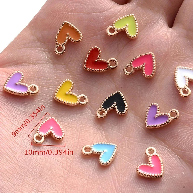 25Pcs Mix Enamel Heart Charms Cute Pendants for Jewelry Making DIY Handmade Necklace Earrings