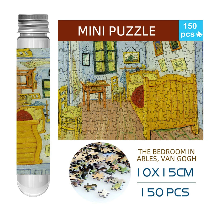 150pcs test tube jigsaw puzzle Van Gogh Painting Puzzles with Puzzle Storage Tray Plastic Sorting Tray Jigsaw Aids