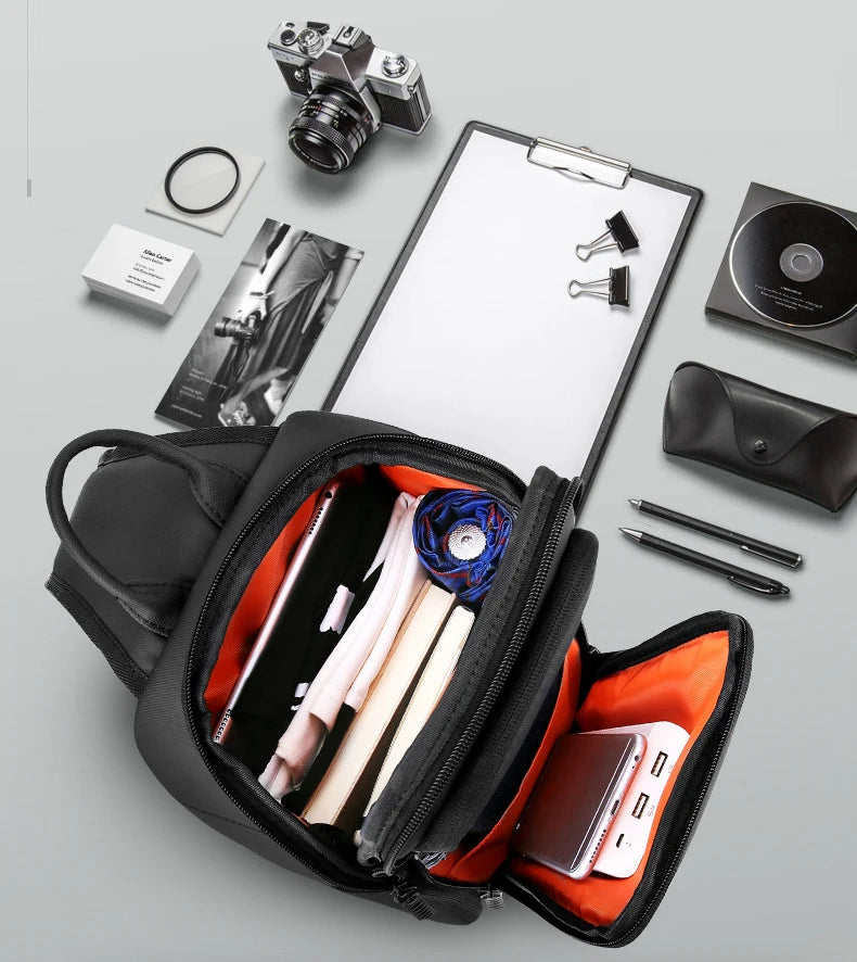 SWISS Men's Fashion Chest Bag Multifunctional Waterproof Shoulder Crossbody Bag