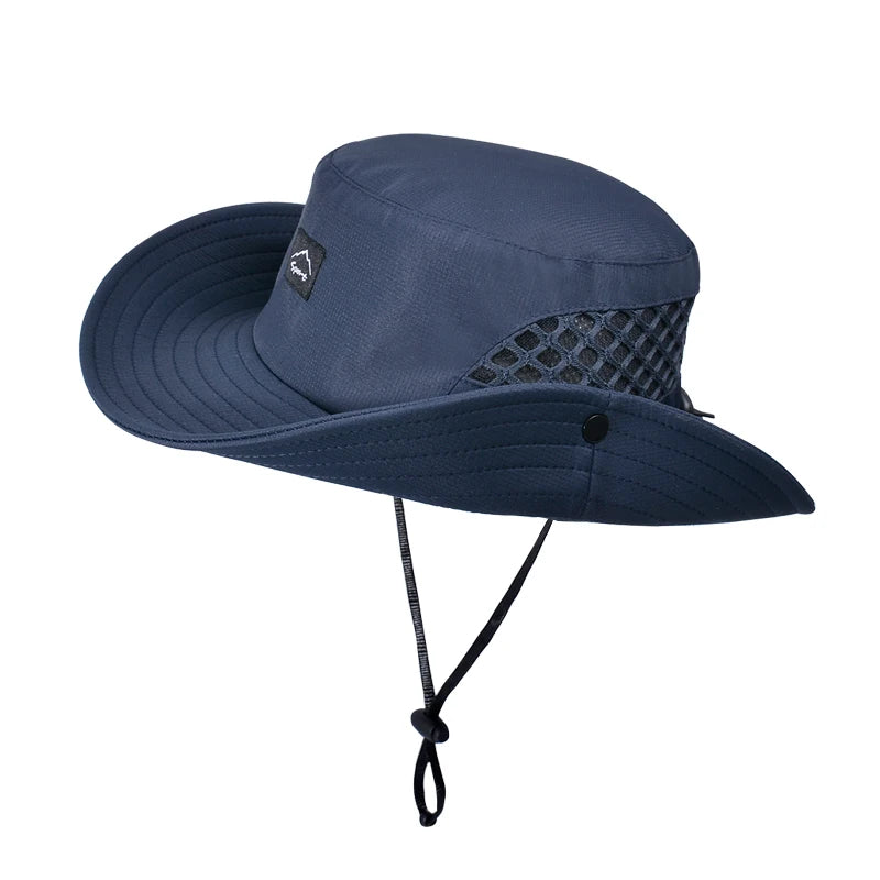 Xinbaoguan 100% polyester 9228 summer men's breathable sun shading large brimmed basin hat sun protection fisherman hat