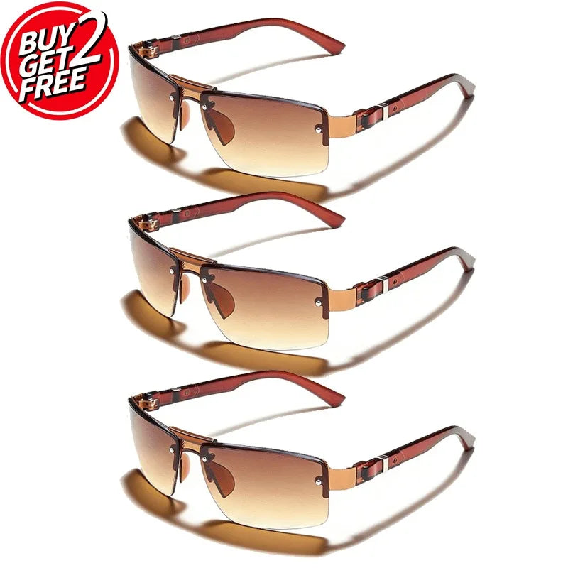 3 Pairs of New Metal Sunglasses, Sports Style Double Beam Sunglasses, Windproof and Sunshade Glasses