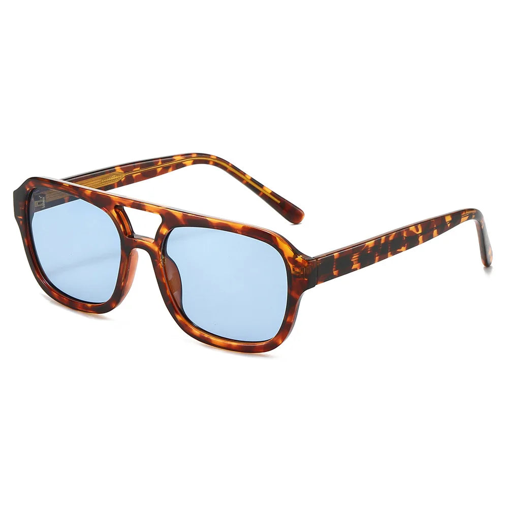 JNPCXI New Retro Square Double Bridges Men Sunglasses Fashion Quality Shades UV400 Women Gradient Blue Sun Glasses