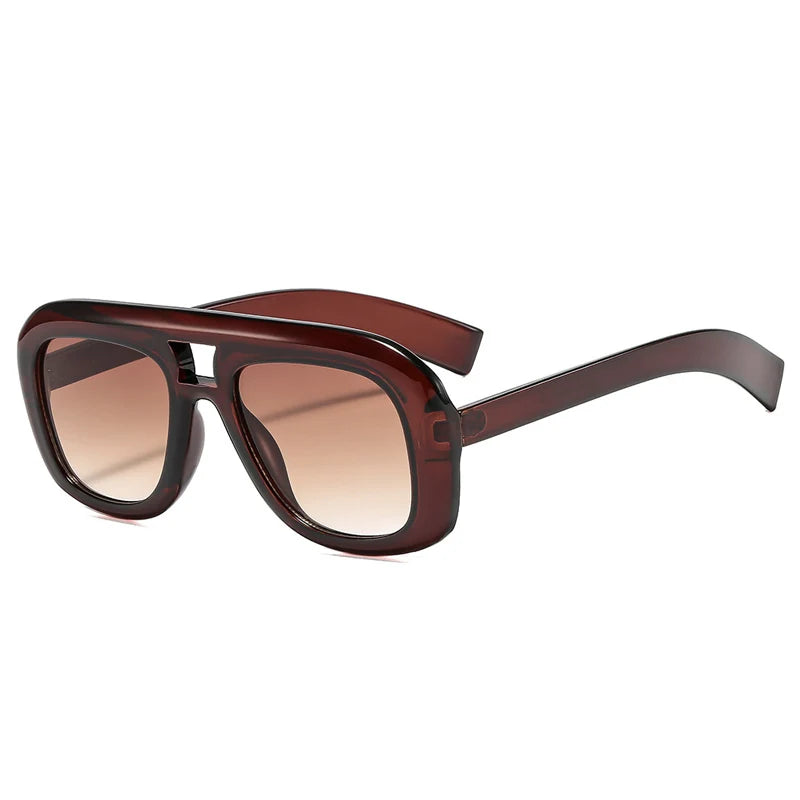 JNPCXI New Retro Double Bridges Square Sunglasses Women Fashion Red Gradient Shades UV400 Men Trending Sun Glasses