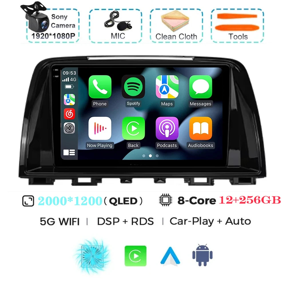 Android 15 For Mazda 6 GJ Atenza Touring Sport GT Carplay Auto Car Radio Multimedia Video Player Navigation GPS No 2Din 2 Din 4G