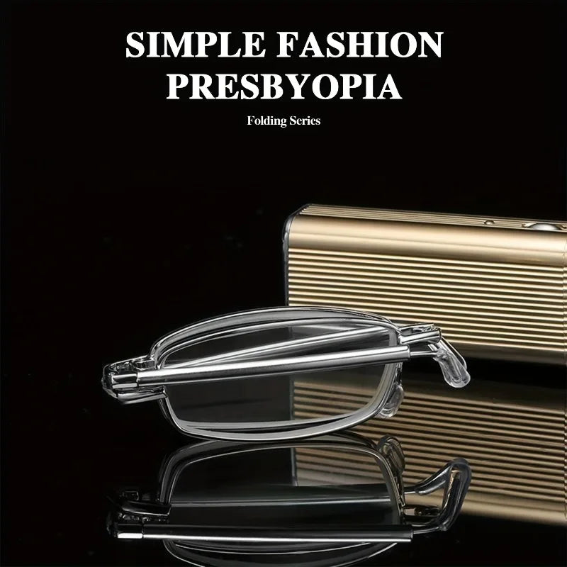 1pc Metal Retro Comfortable Reading Glasses Foldable and Retractable Design Exquisite Compact and Practica