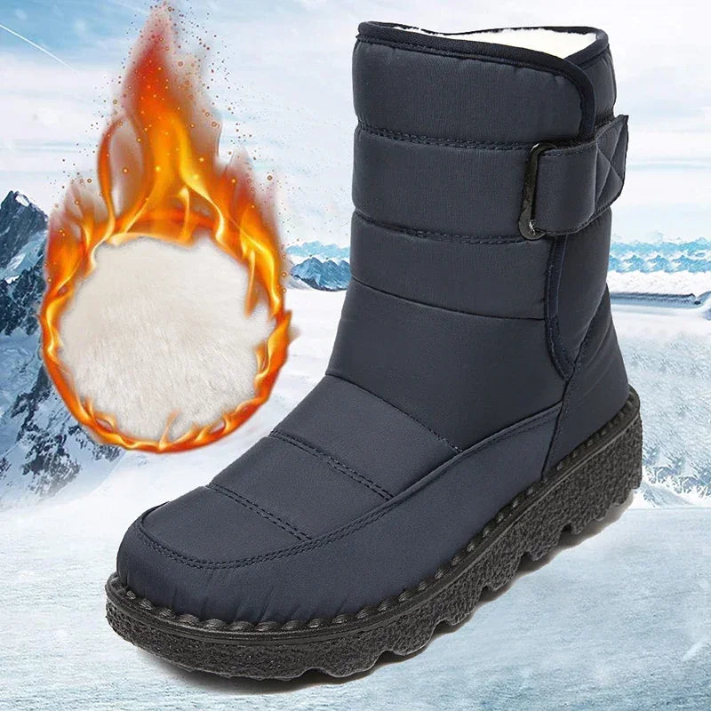 2025 Waterproof Snow Boots for Women Comfort Plush Lined Non Slip Winter Boots Woman Plus Size 44 Soft Sole Warm Ankle Booties