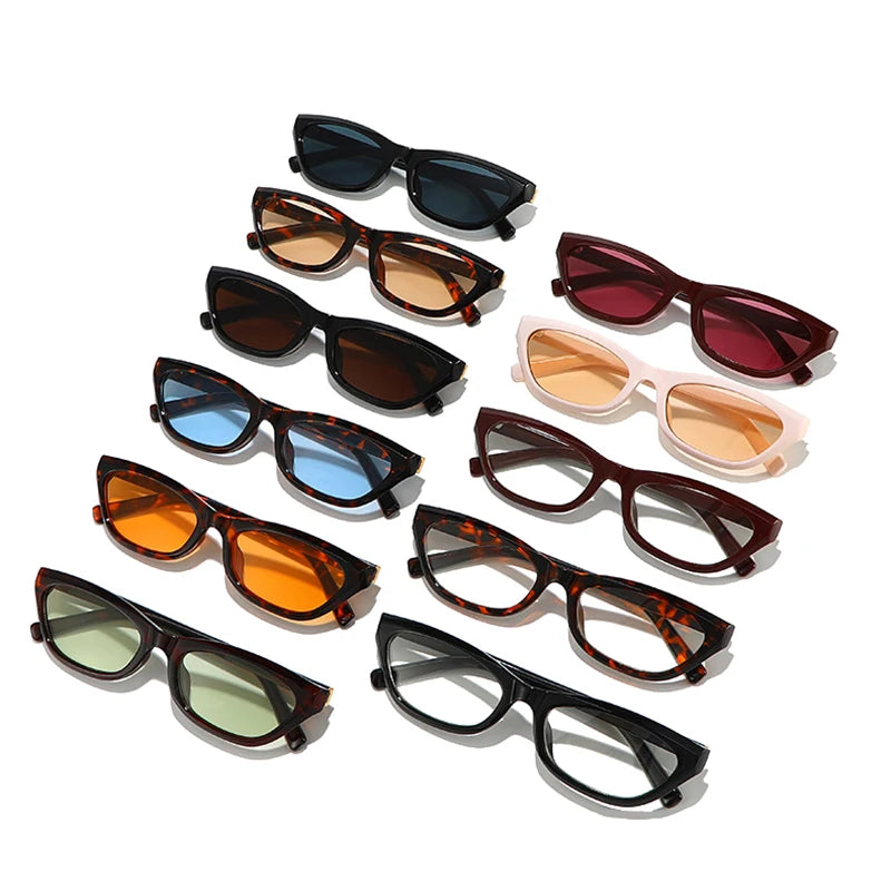 JNPCXI New Fashion Candy Color Small Black Tea Cat Eye Women Sunglasses UV400 Retro Men Sun Glasses
