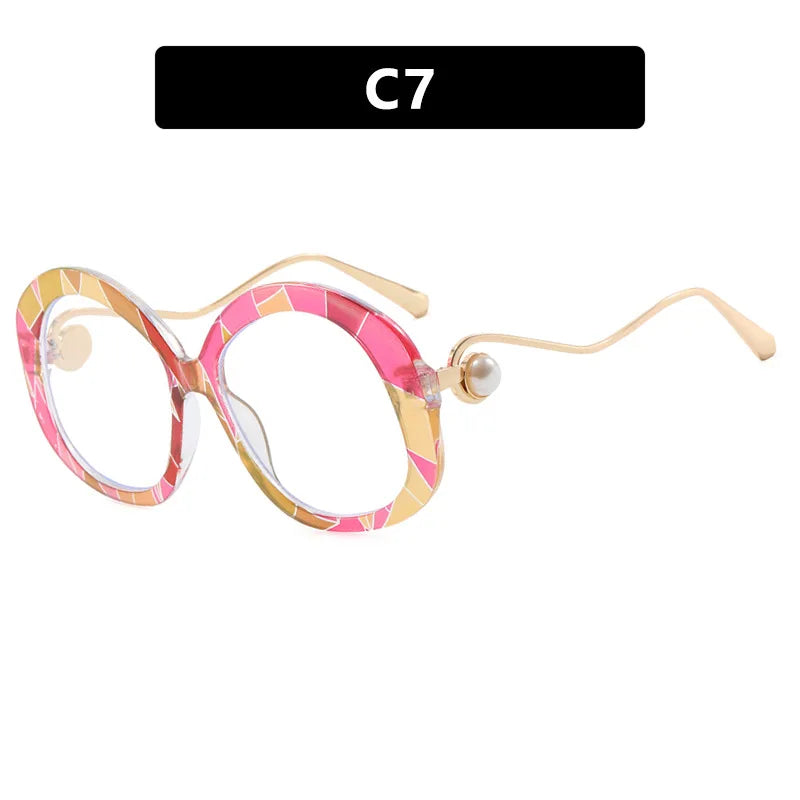 JNPCXI Vintage Round Women Luxury Sunglasses Fashion Pearl Design Glasses Frames UV400 Female Spectacles Frame