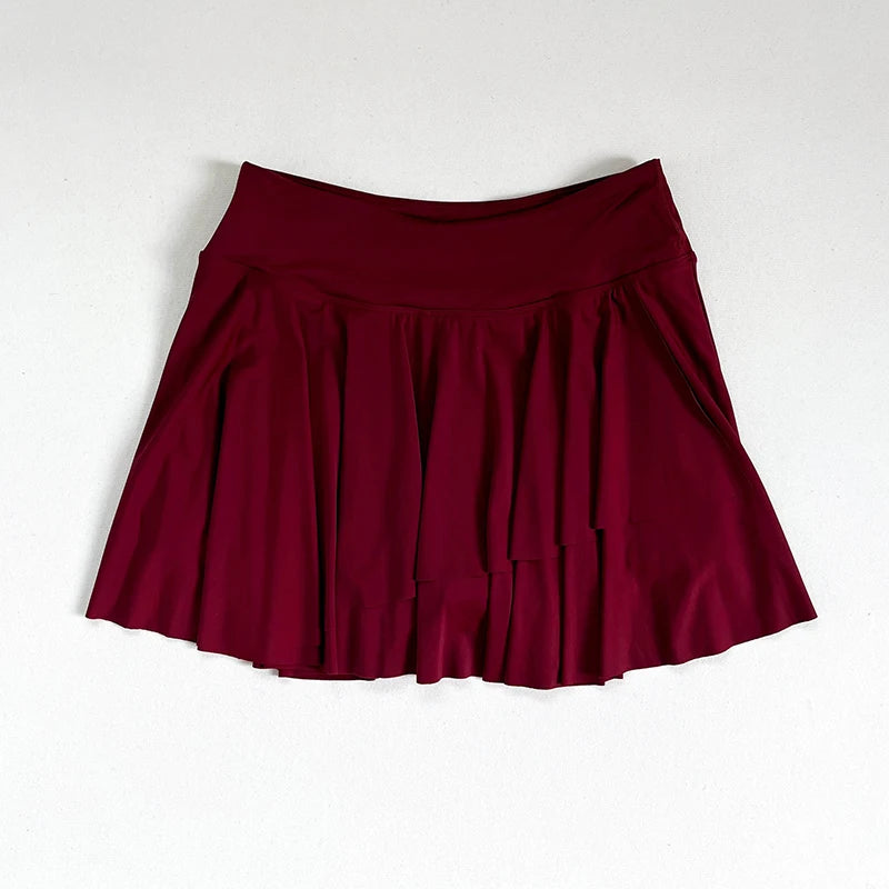 Yoga exercise lightweight, quick-drying and refreshing 2-in-1 high-waisted pleated yoga exercise fitness skirt, golf tennis skir