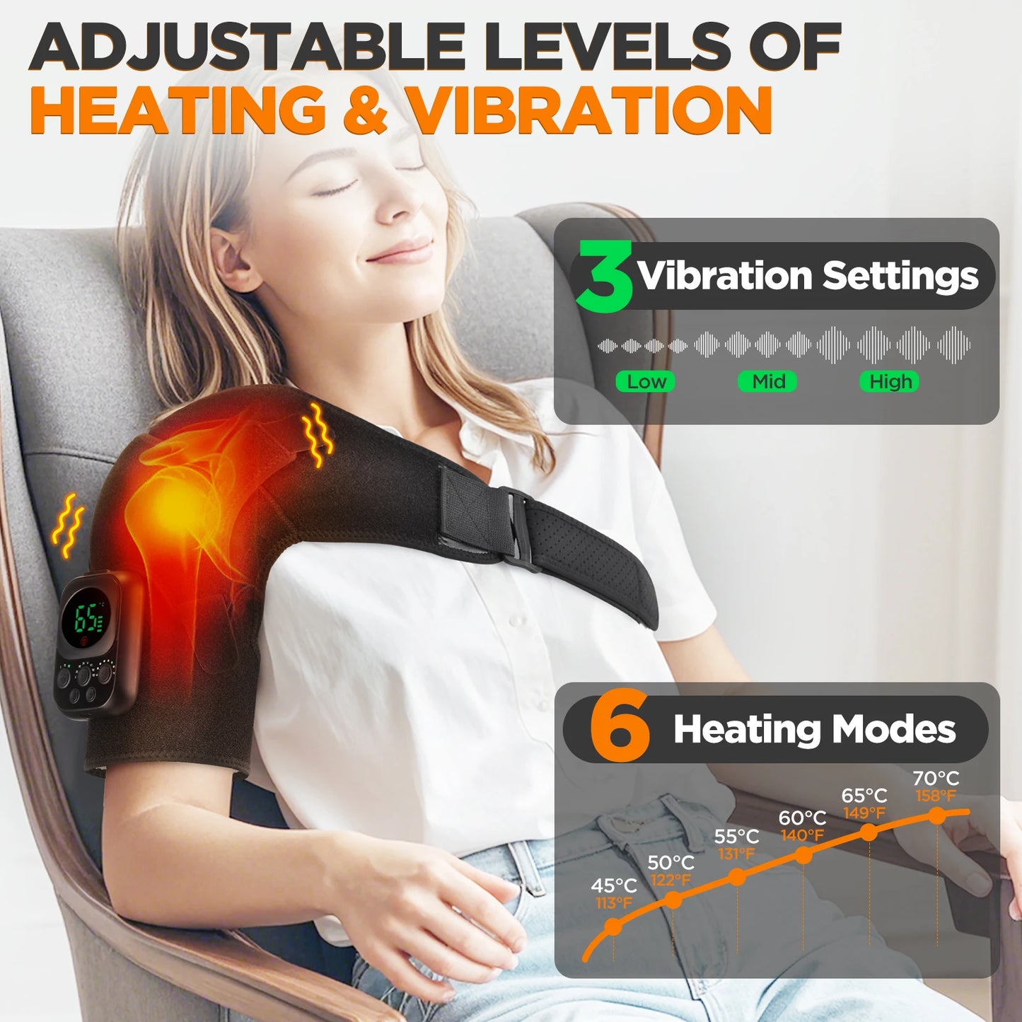 Wireless Shoulder Massage Belt APP Control Heating Vibration Shoulder Arm Muscle Relaxation Support Wrap Shoulder Protective