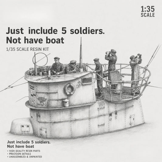 1: 35 Resin Model Kit Ship Observation Deck Soldier 5 Characters Grey Model Scene Layout Toy Model