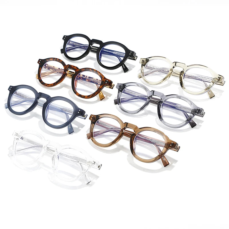 JNPCXI Vintage Round TR90 Glasses Frame Women Leopard Fashion Clear Anti-Blu-Ray Lens Eyewear Men Optical Frame